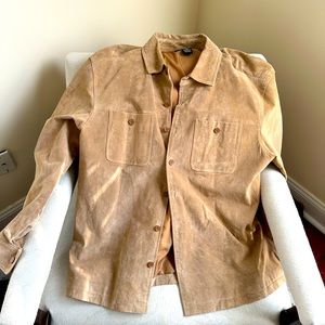 Men Suede Shirt Jacket